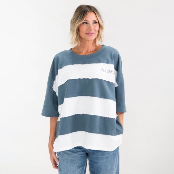 Blessed Oversized Stripe Tee