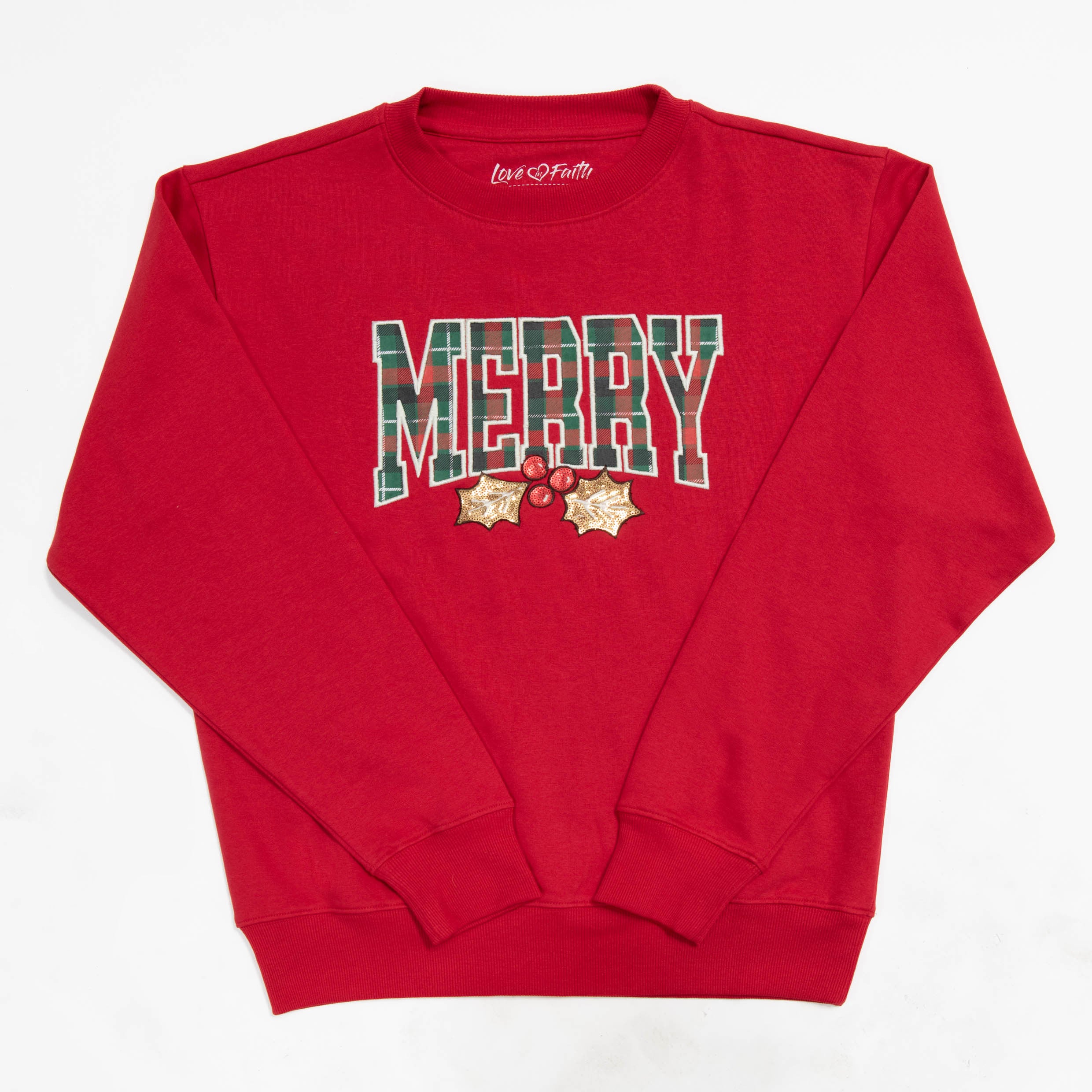 Gold SEQUINS & Plaid Embellished Sweatshirt - Image 2