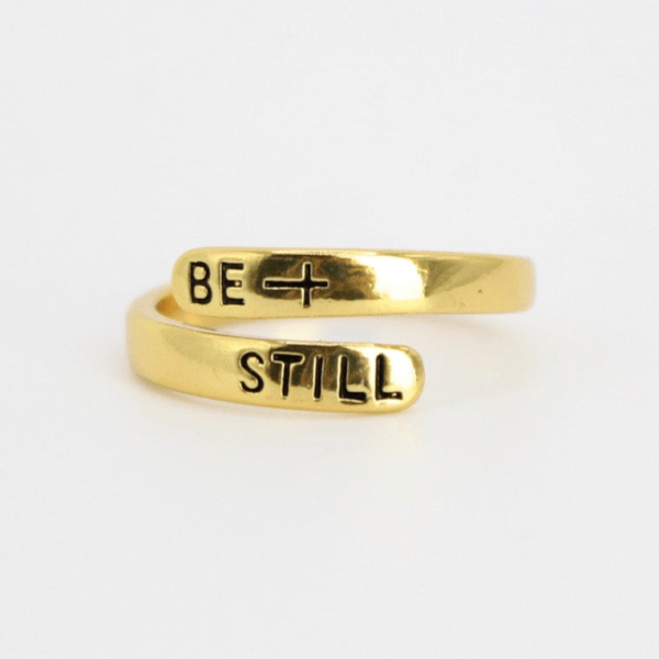 Be Still Gold Plated Brass Ring