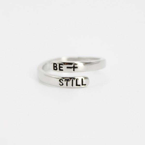 Be Still Platinum Plated Brass Ring