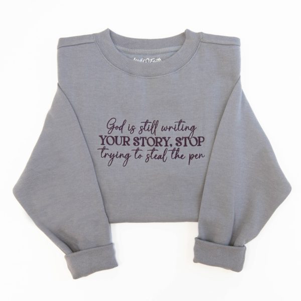 God is Writing Embroidered Crewneck Sweatshirt