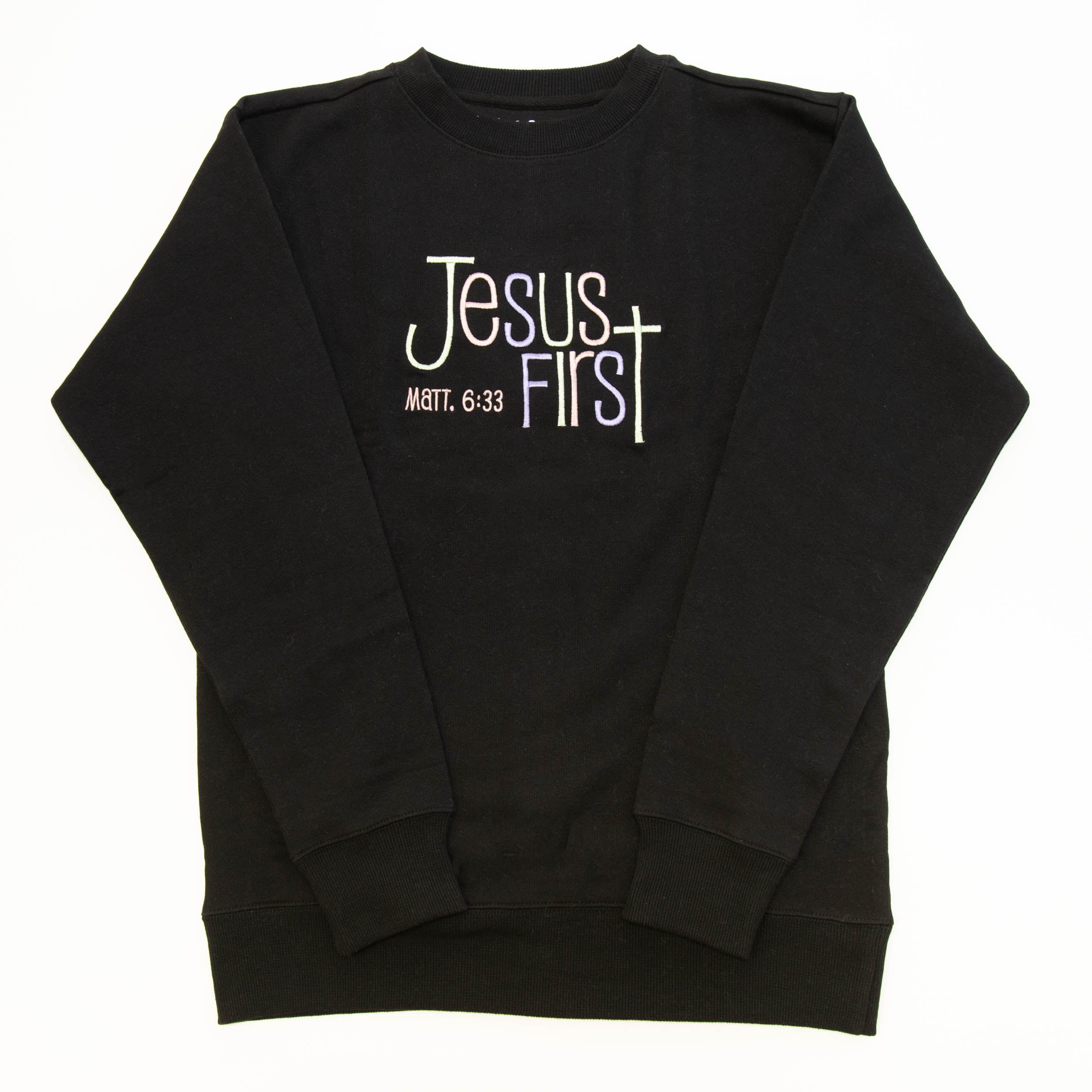 Jesus First Embroidered Crewneck Sweatshirt - Image 2