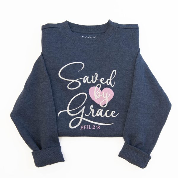Saved by Grace Embroidered Crewneck Sweatshirt