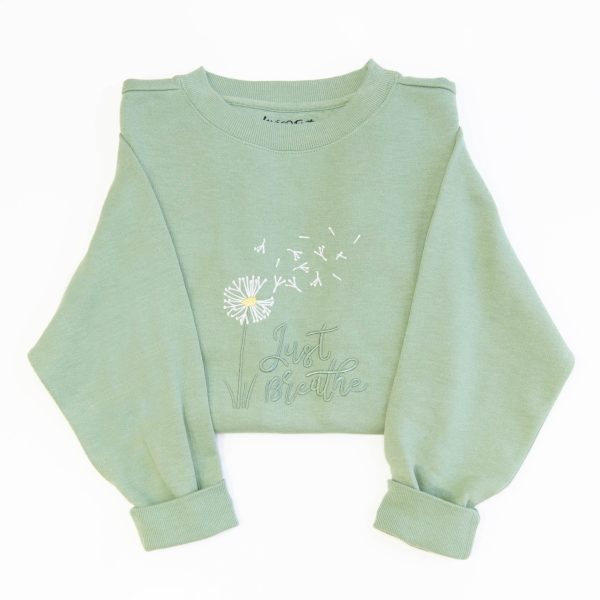 Just Breathe Embroidered Crewneck Sweatshirt
