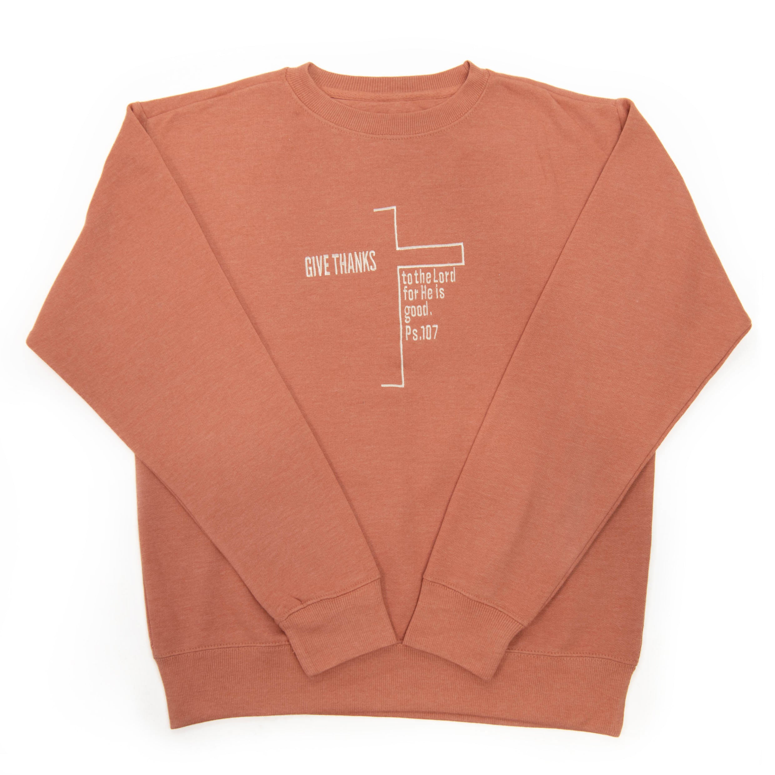 Embroidered Give Thanks Cross Sweatshirt - Image 2