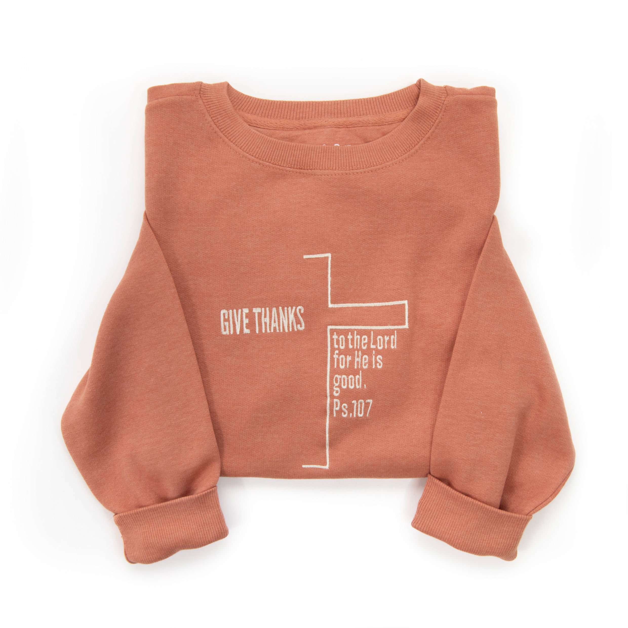 Embroidered Give Thanks Cross Sweatshirt