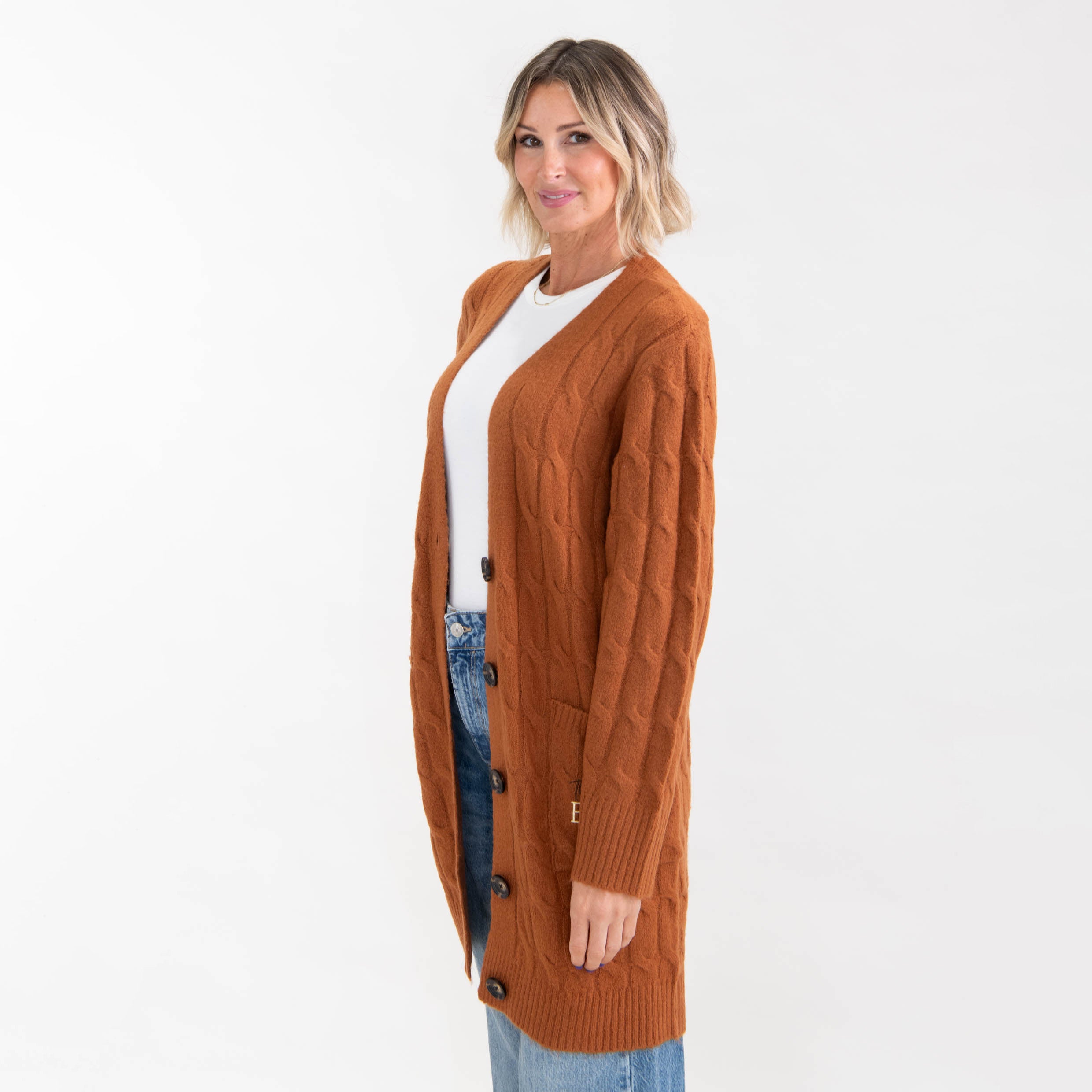 Thankful Grateful Blessed Cable Knit Cardigan - Image 6