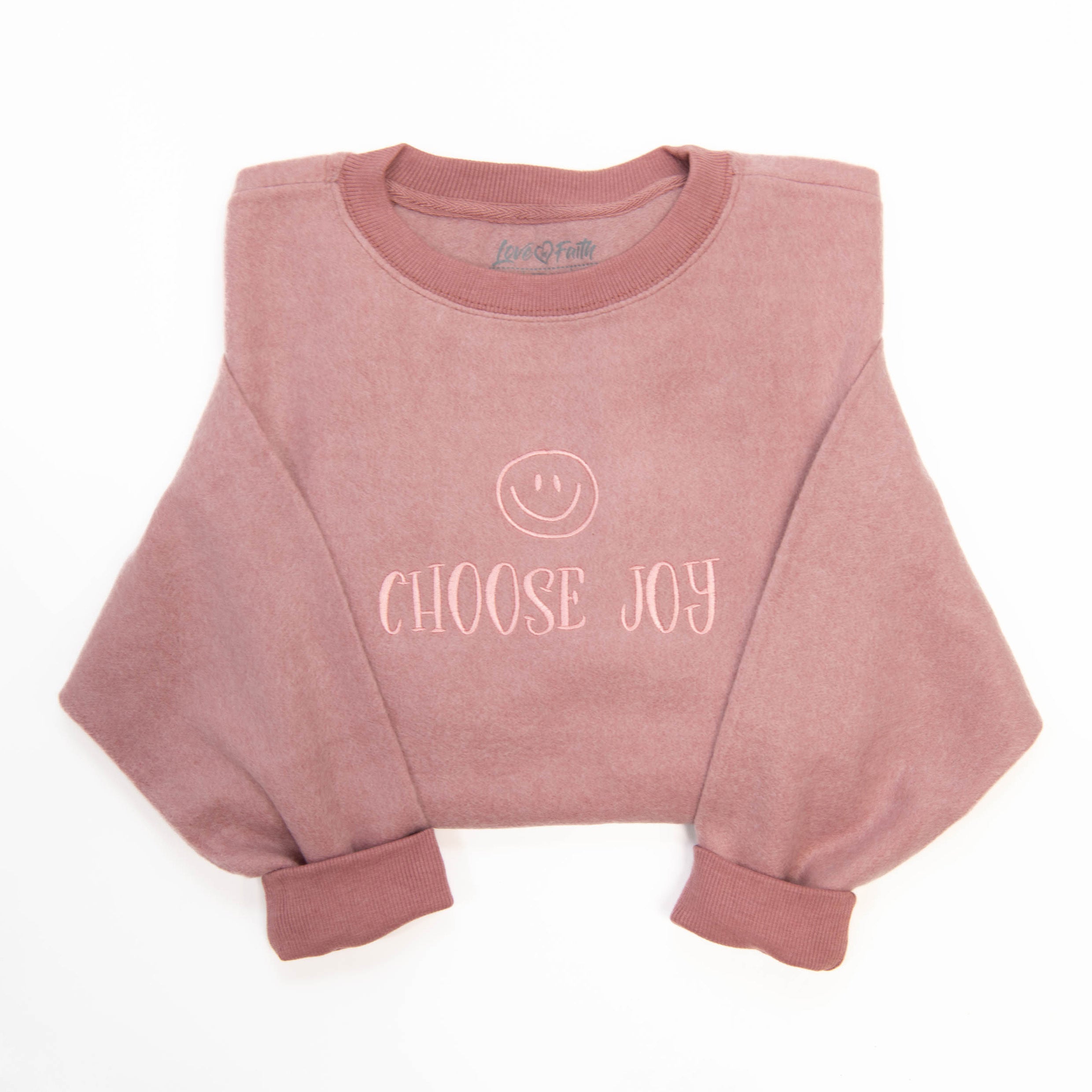 Fuzzy Embroidered Choose Joy Sweatshirt