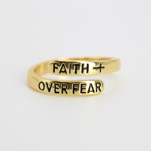 Faith Over Fear Gold Plated Brass Ring