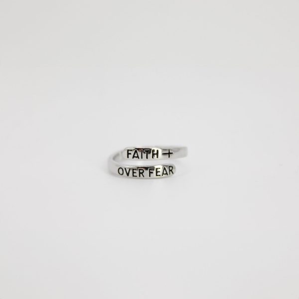 Faith Over Fear Platinum Plated Brass Ring