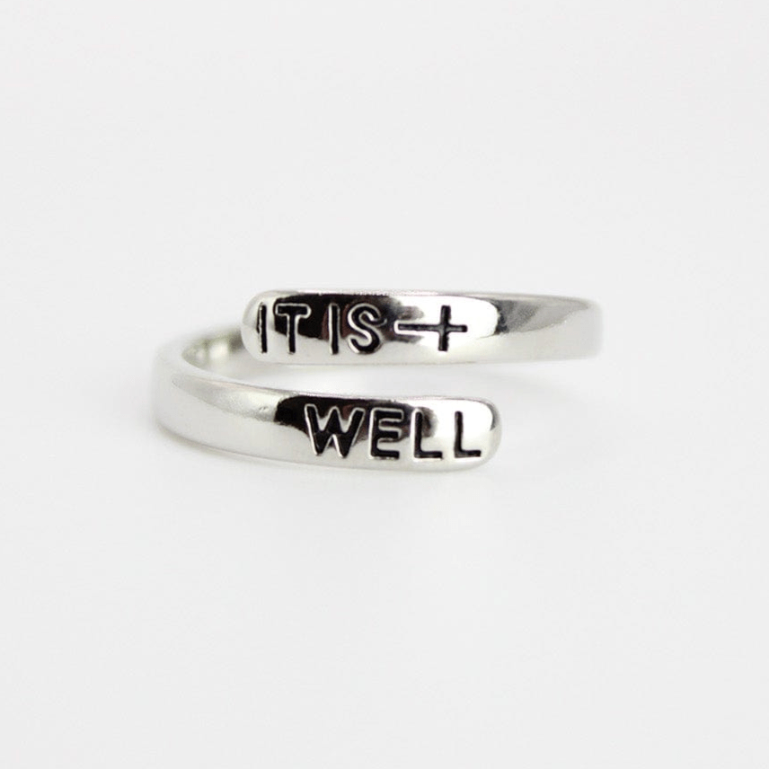 It is Well Platinum Plated Brass Ring
