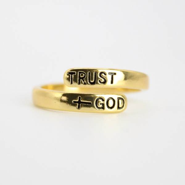 Trust God Gold Plated Brass Ring