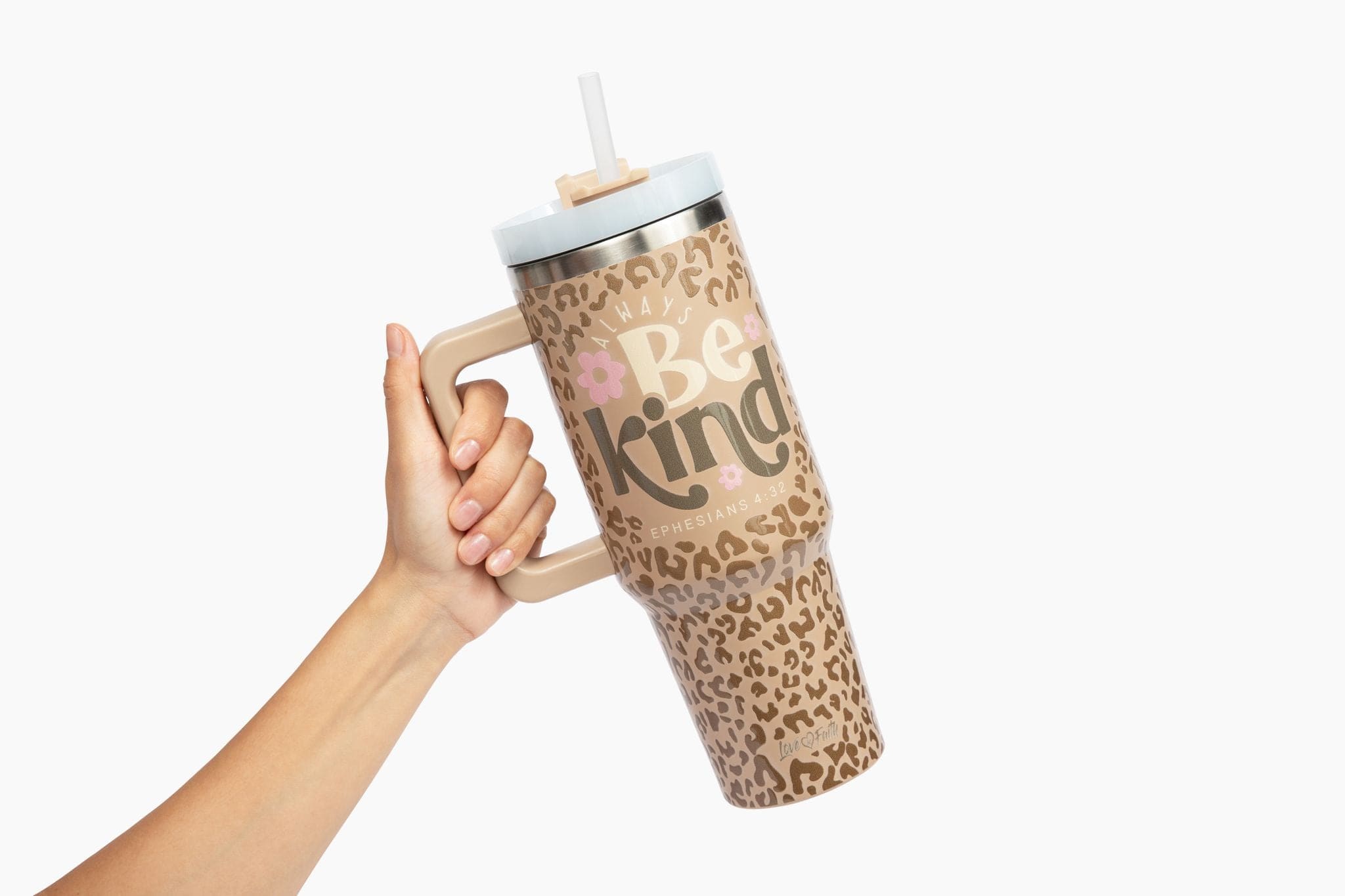 Be Kind Leopard 40oz Tumbler w/ Handle - Image 2